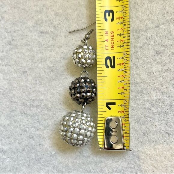 bling ball 3 tier drop earrings - Picture 10 of 11